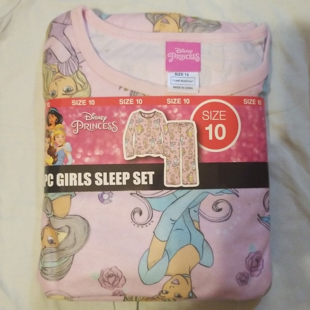 Brand New Disney Princess Girls Pajamas Size 10